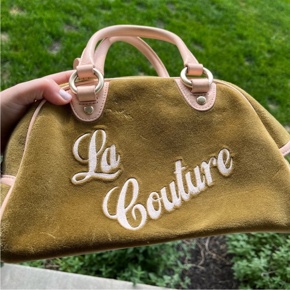 Juicy Pink & Green Velour Bowler Bag - Picture 3 of 10